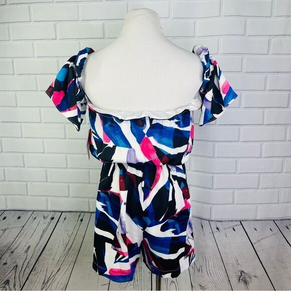 NWT Shoedazzle Abstract Print Off Shoulder Romper - Medium - Picture 7 of 11